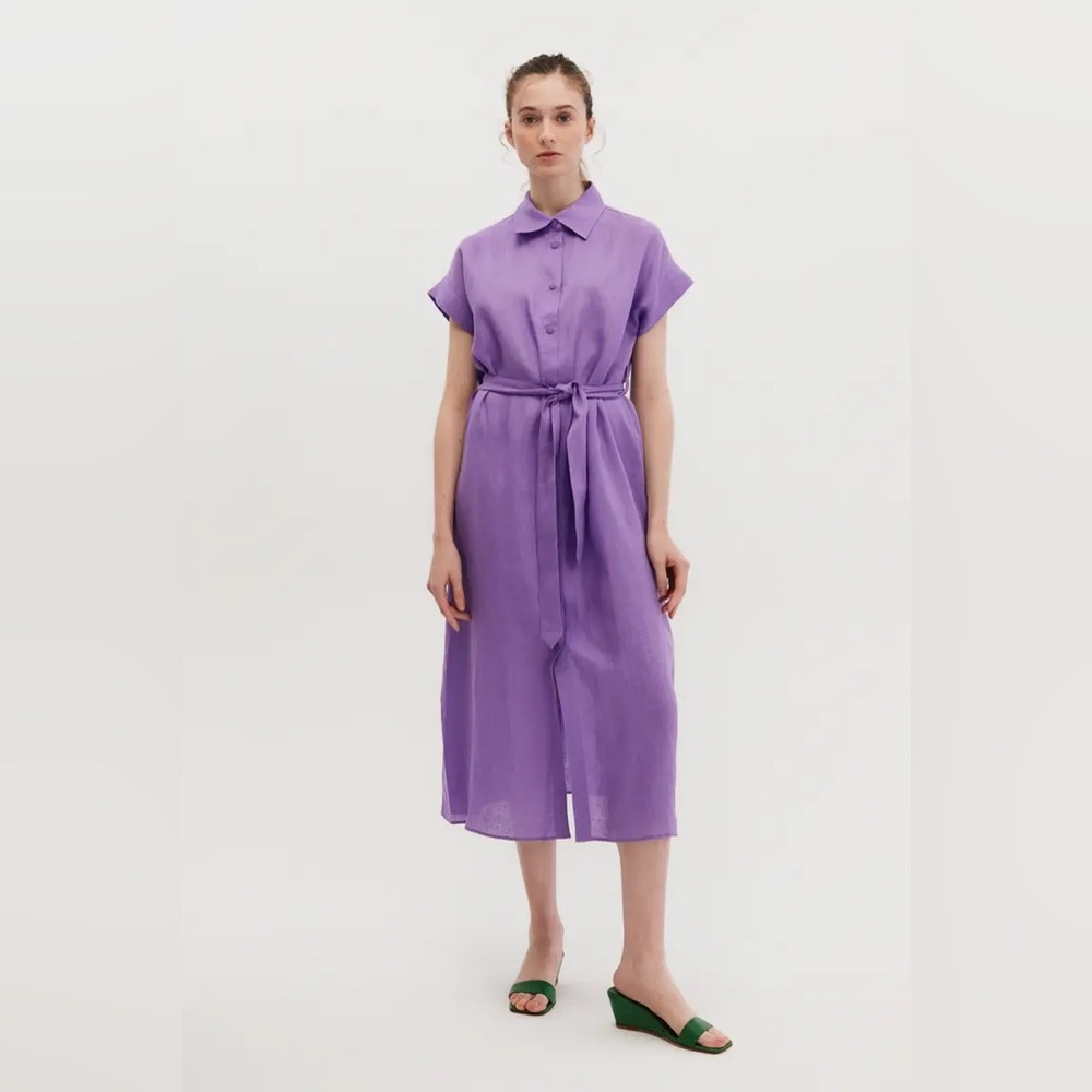 ETIQUETA NEGRA Vibrant Purple Maxi Dress with Button Detail